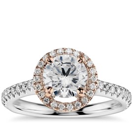 Two Tone Halo Diamond Engagement Ring *setting only